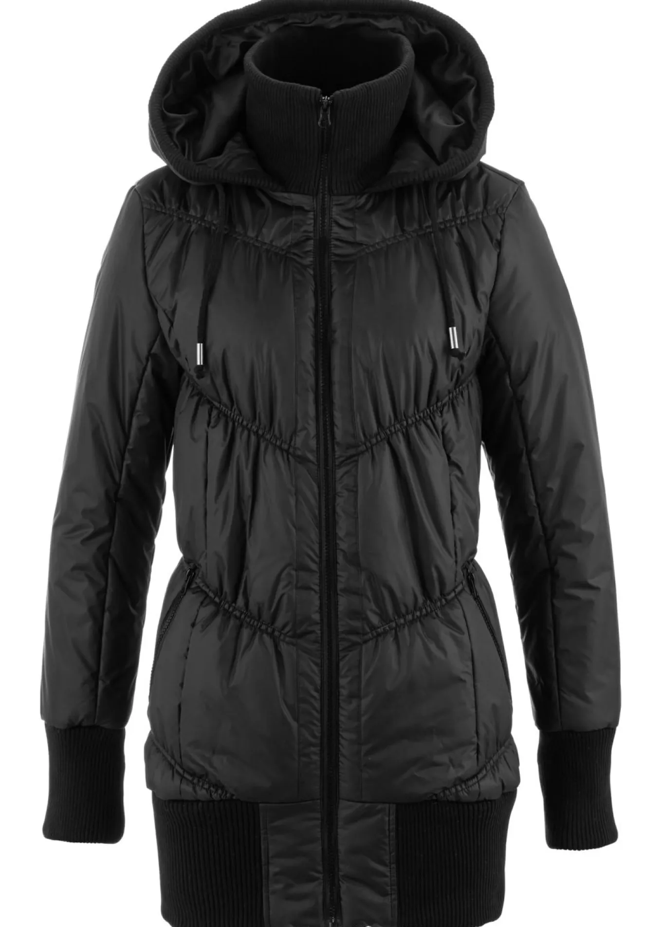 Abrigo acolchado con cinturilla cómoda ancha y capucha