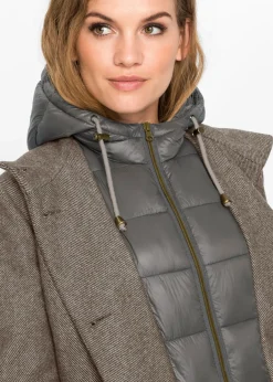 Abrigo corto de invierno con aspecto de lana y diseño 2 en 1