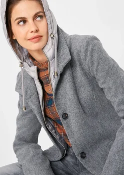 Abrigo corto de invierno con aspecto de lana y diseño 2 en 1