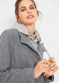 Abrigo corto de invierno con aspecto de lana y diseño 2 en 1