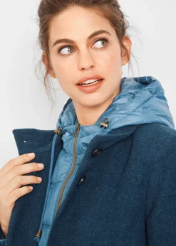 Abrigo corto de invierno con aspecto de lana y diseño 2 en 1