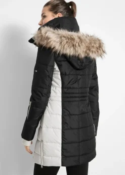 Abrigo corto para exteriores con pelo sintético y material impermeable