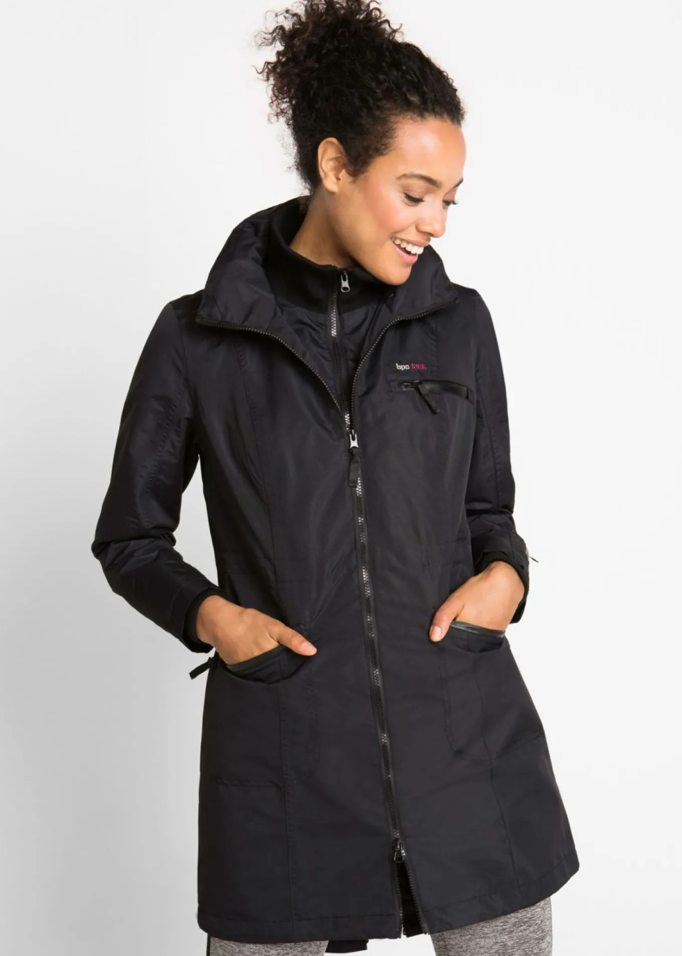 Abrigo funcional de entretiempo con capucha, aspecto 2 en 1, impermeable