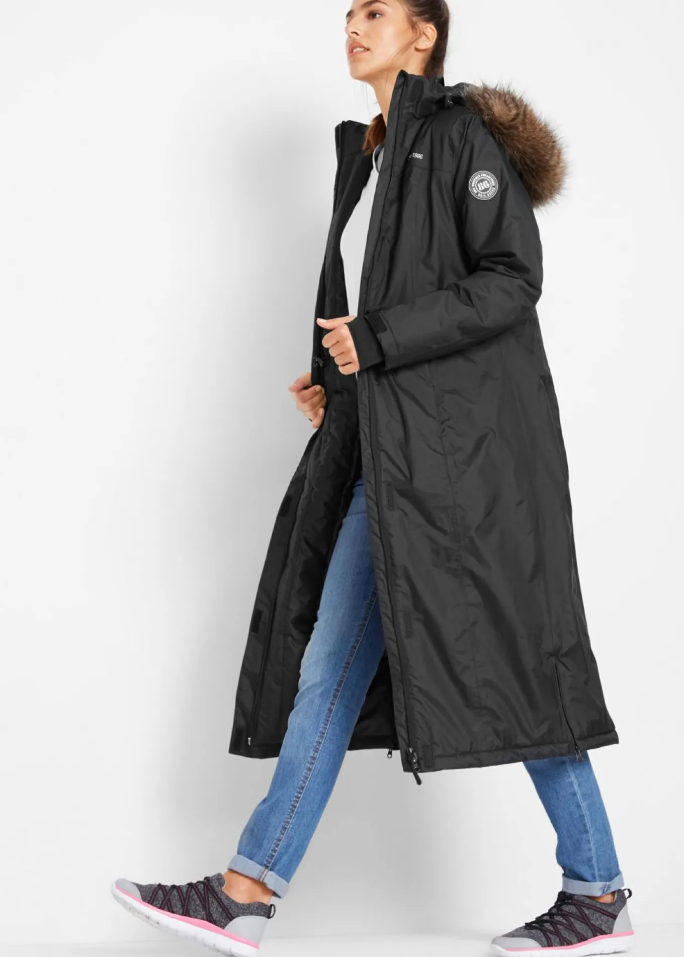 Abrigo impermeable para exteriores con pelo sintético