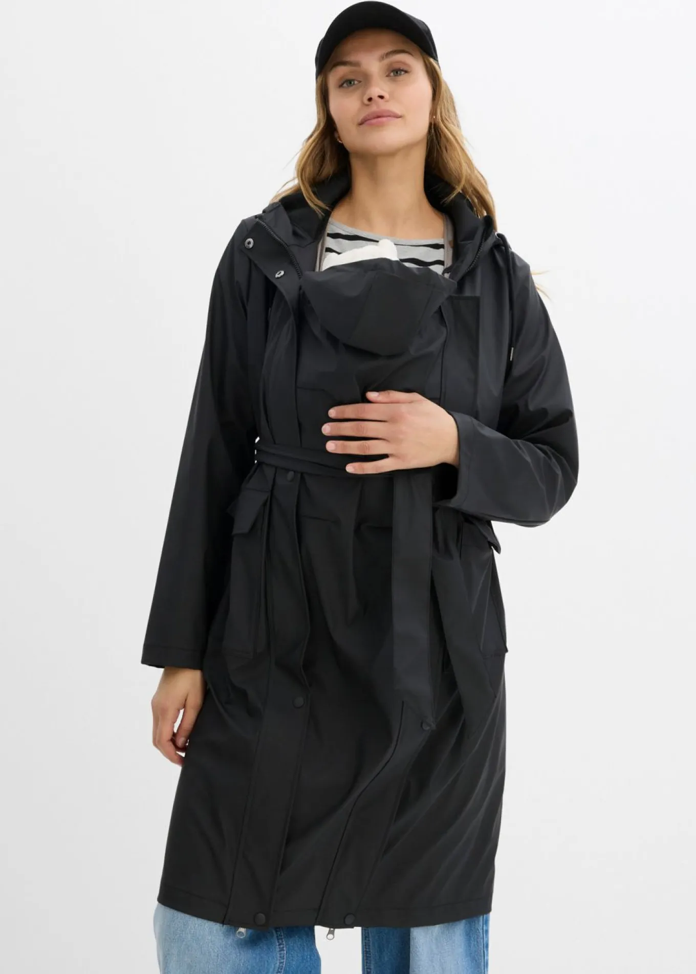 Abrigo impermeable y cortavientos 3 en 1 premamá y de porteo con dos insertos
