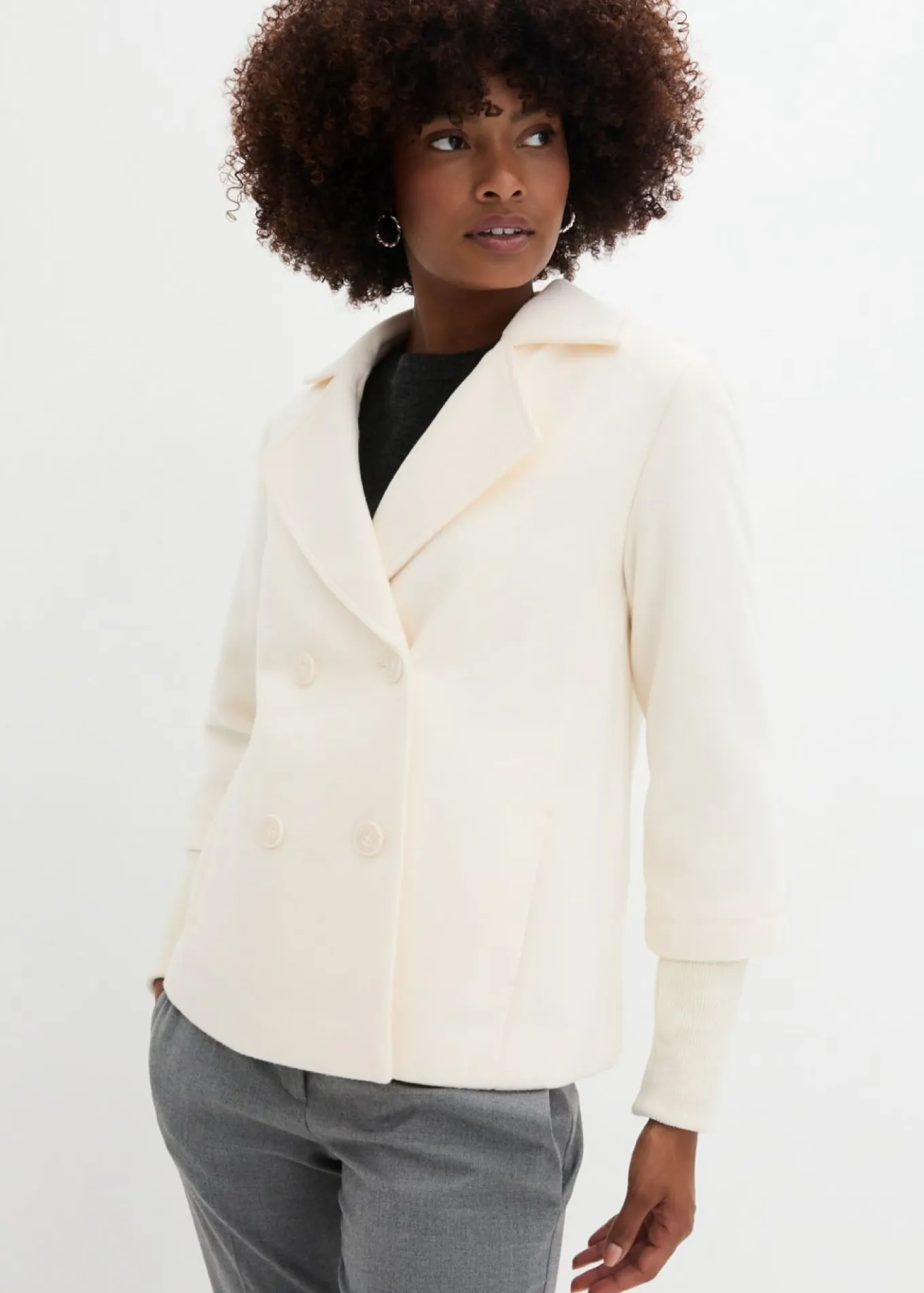 Abrigo marinero con mangas de punto