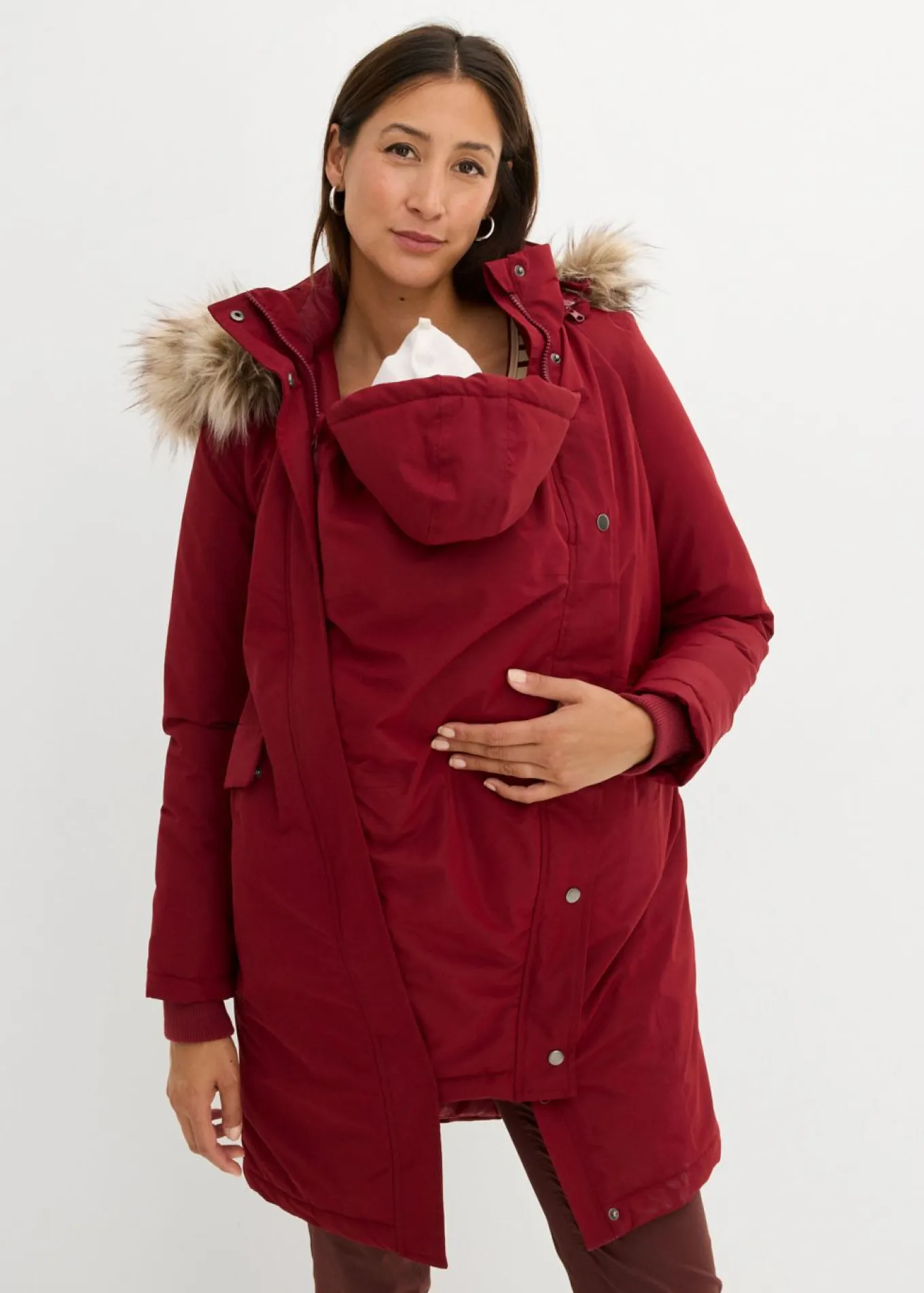 Abrigo premamá impermeable y cortavientos 3 en 1 con inserto de porteo