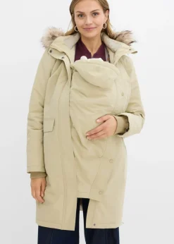 Abrigo premamá impermeable y cortavientos 3 en 1 con inserto de porteo