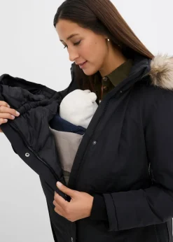 Abrigo premamá impermeable y cortavientos 3 en 1 con inserto de porteo
