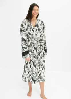 Albornoz tipo kimono de mezcla de viscosa suave