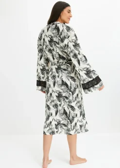 Albornoz tipo kimono de mezcla de viscosa suave