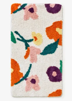 Alfombrilla de baño acolchada con un colorido diseño floral