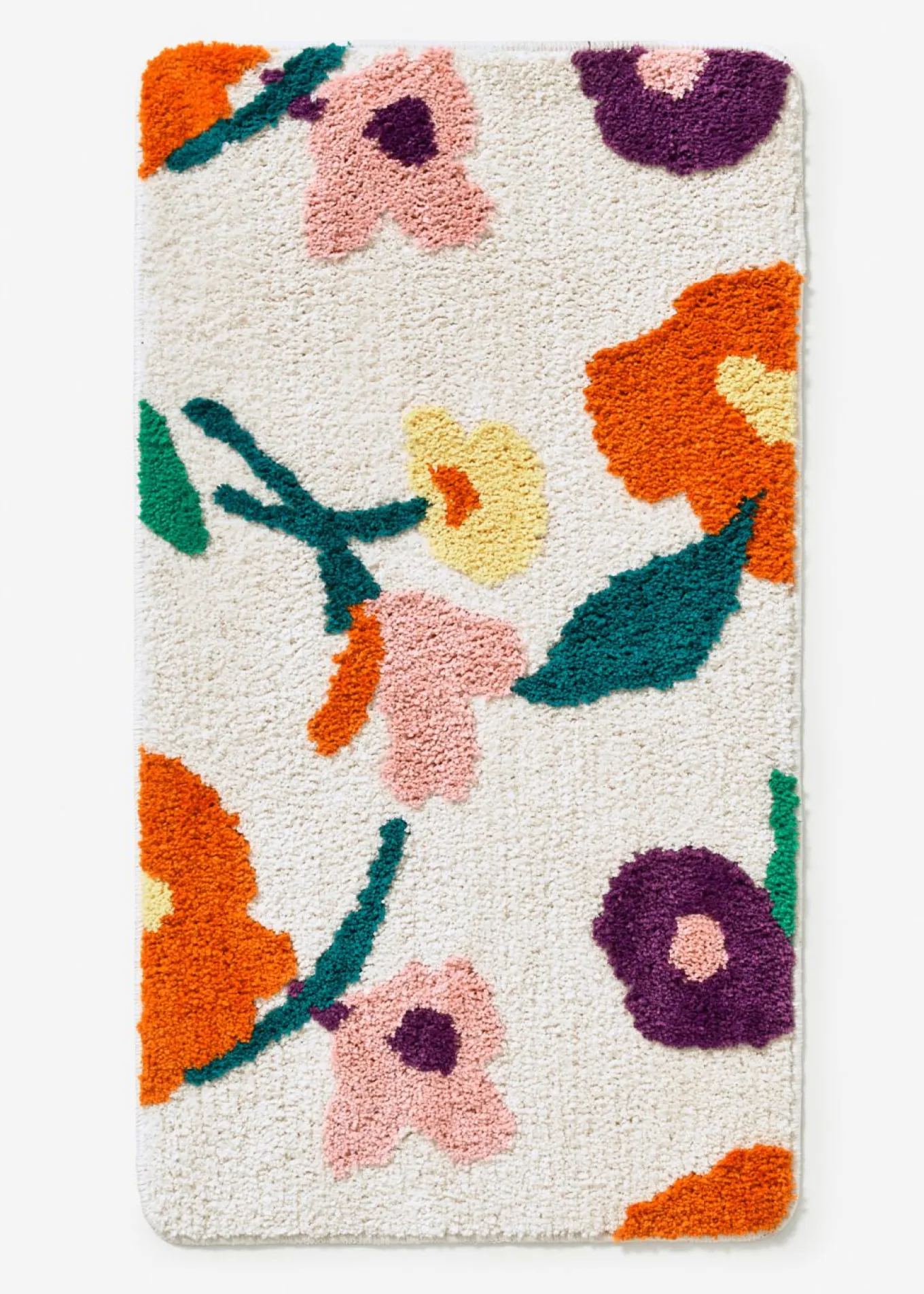 Alfombrilla de baño acolchada con un colorido diseño floral