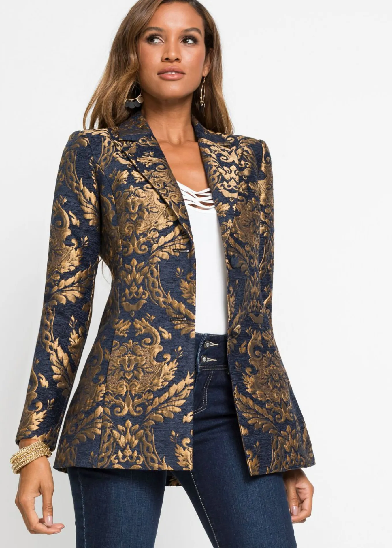 Americana de jacquard brillante