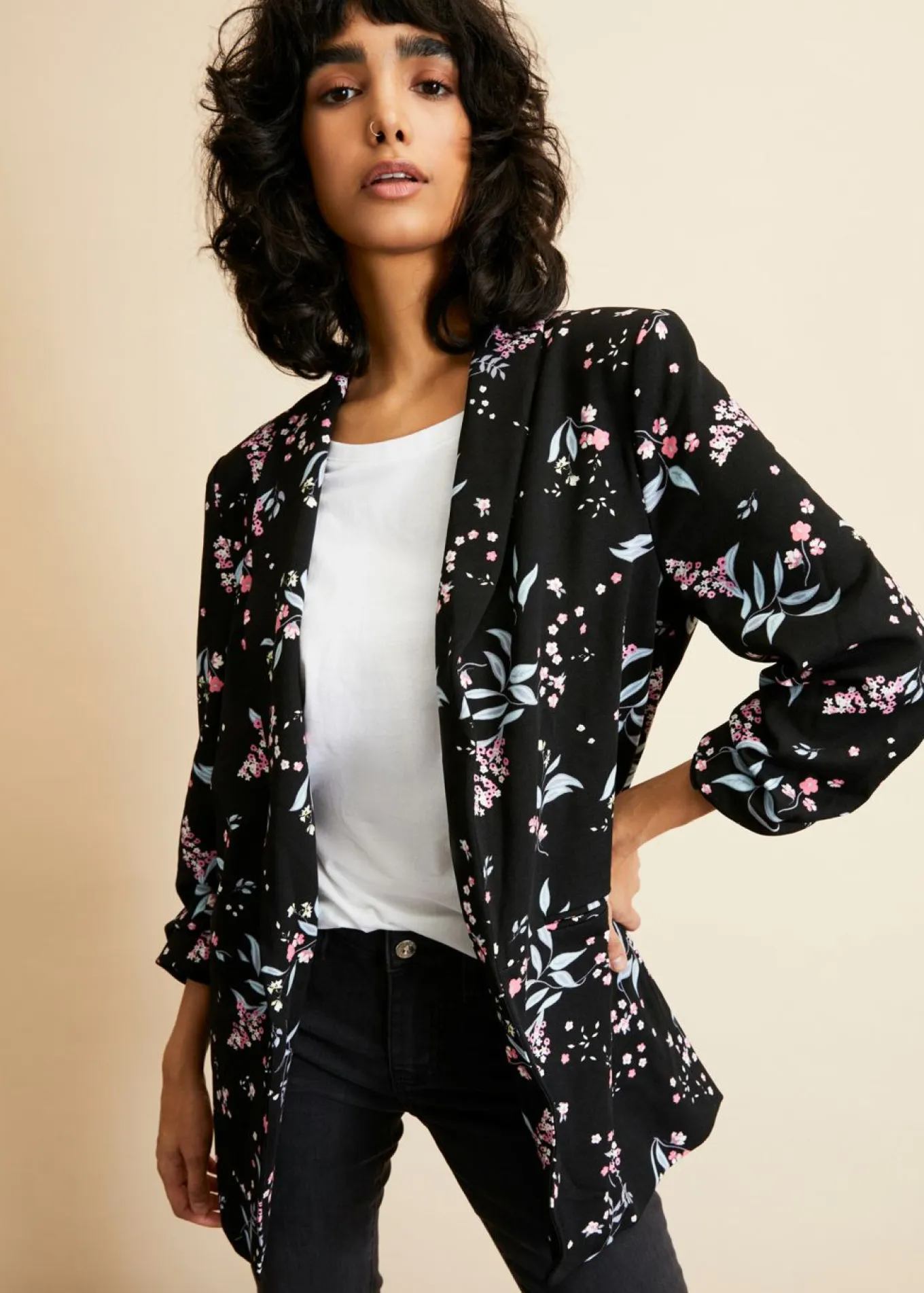 Americana larga estampada