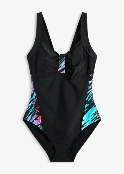 Bañador con efecto moldeador medio e insertos estampados
