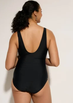Bañador con efecto moldeador medio e insertos estampados