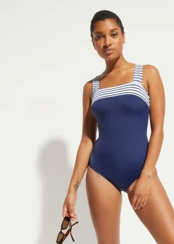Bañador con efecto moldeador medio y tirantes anchos
