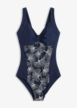 Bañador con ligero efecto moldeador e inserción estampada
