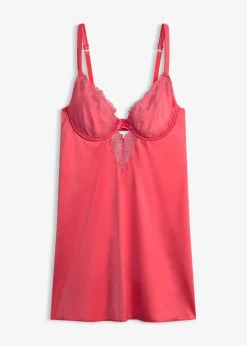 Babydoll de tejido brillante con bordado floral brillante