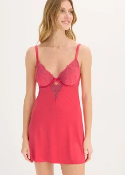 Babydoll de tejido brillante con bordado floral brillante
