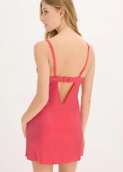 Babydoll de tejido brillante con bordado floral brillante