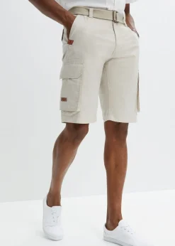 Bermuda cargo con cintura y cinturón cómodos, regular fit