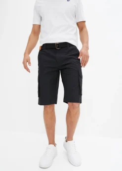 Bermuda cargo con cintura y cinturón cómodos, regular fit