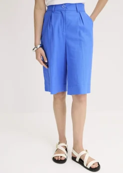 Bermudas anchas de mezcla de lino vaporoso