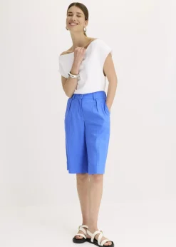 Bermudas anchas de mezcla de lino vaporoso