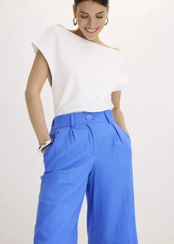 Bermudas anchas de mezcla de lino vaporoso