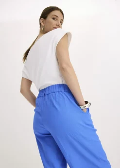Bermudas anchas de mezcla de lino vaporoso