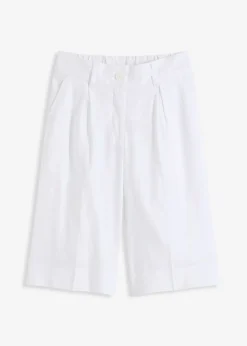 Bermudas anchas de mezcla de lino vaporoso