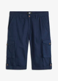 Bermudas cargo largas, regular fit, de mezcla de lino ligera