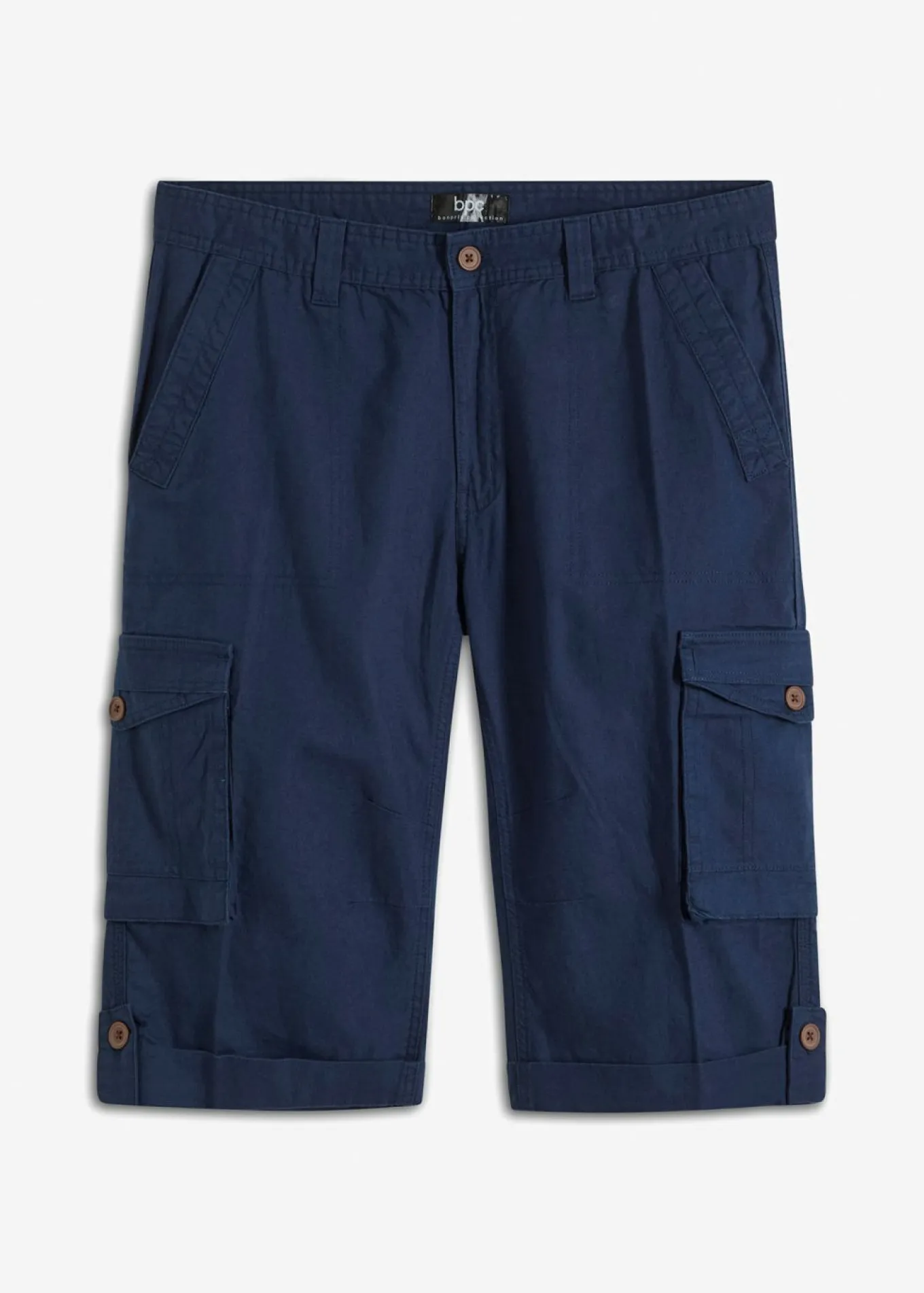 Bermudas cargo largas, regular fit, de mezcla de lino ligera