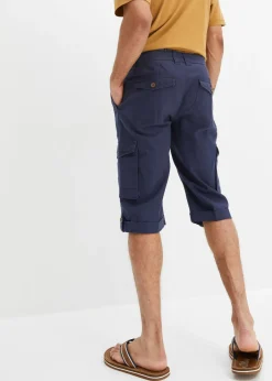Bermudas cargo largas, regular fit, de mezcla de lino ligera