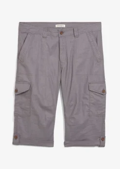 Bermudas cargo largas, regular fit, de mezcla de lino ligera