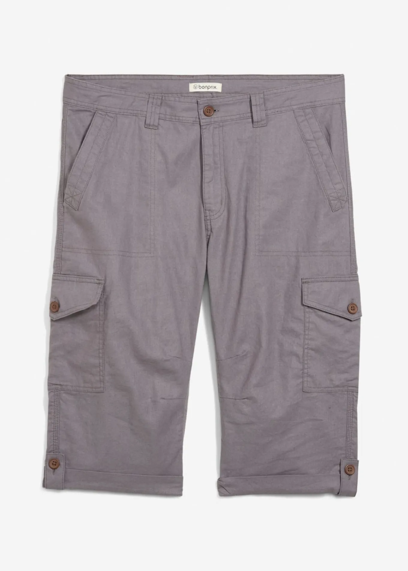 Bermudas cargo largas, regular fit, de mezcla de lino ligera