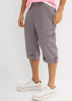 Bermudas cargo largas, regular fit, de mezcla de lino ligera