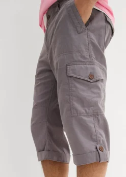 Bermudas cargo largas, regular fit, de mezcla de lino ligera