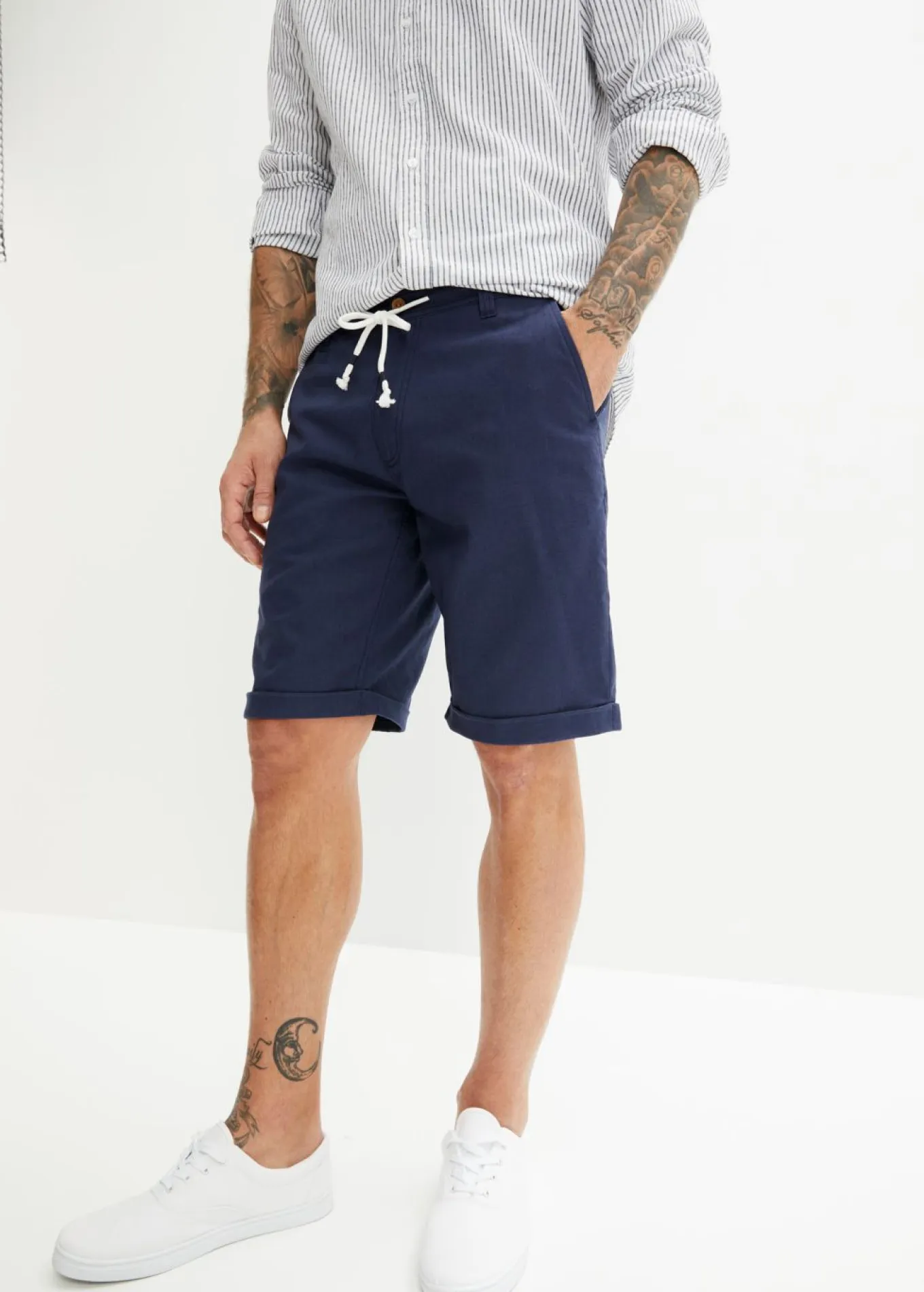 Bermudas con lino y corte regular
