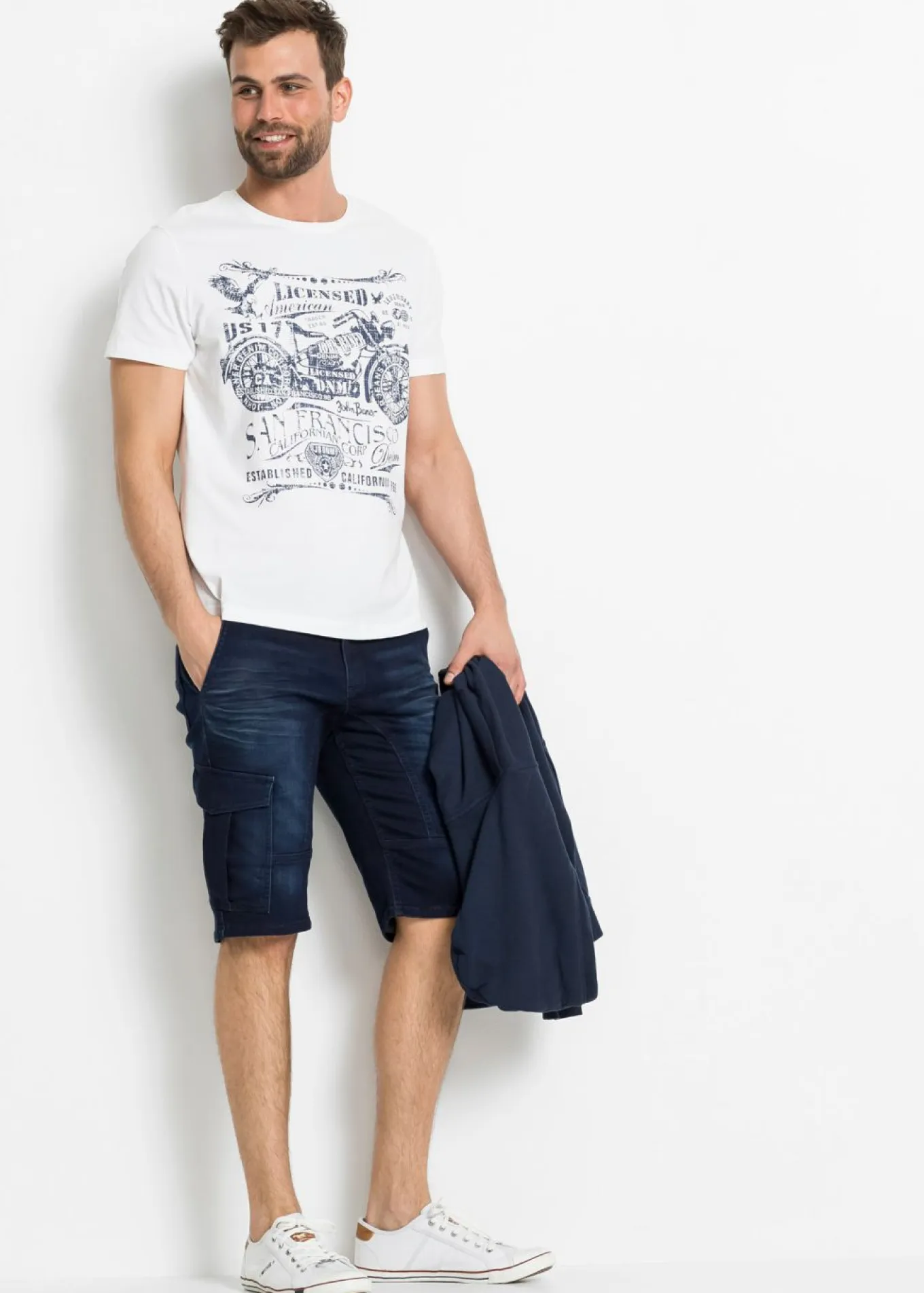 Bermudas de chándal estilo vaquero, regular fit