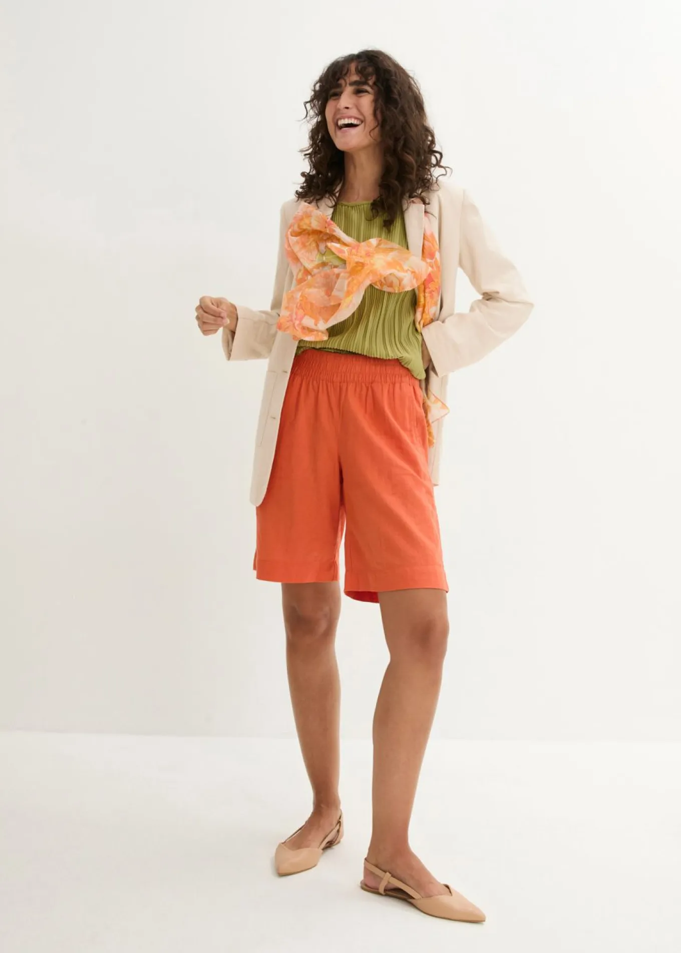 Bermudas de mezcla de lino y viscosa