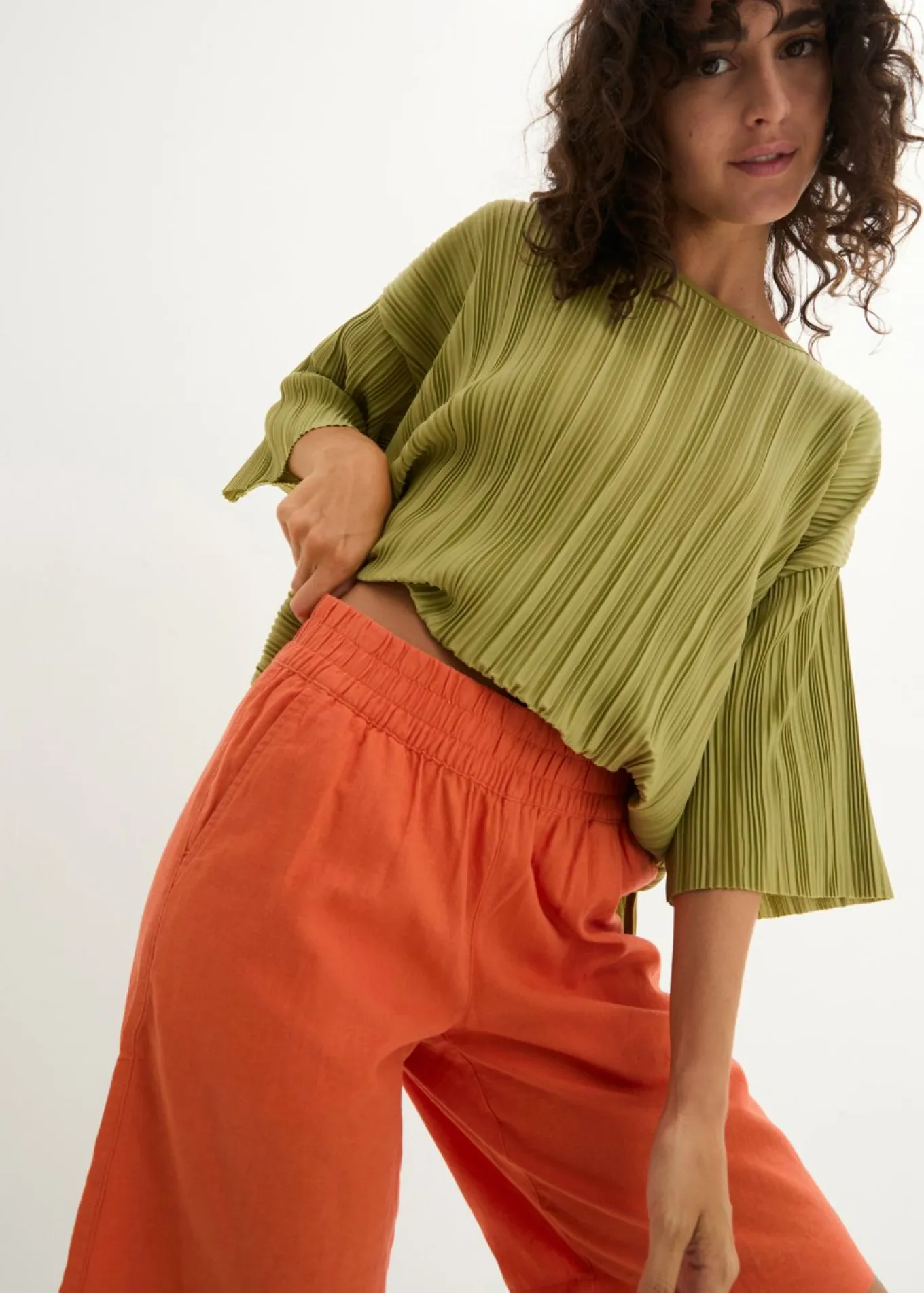 Bermudas de mezcla de lino y viscosa