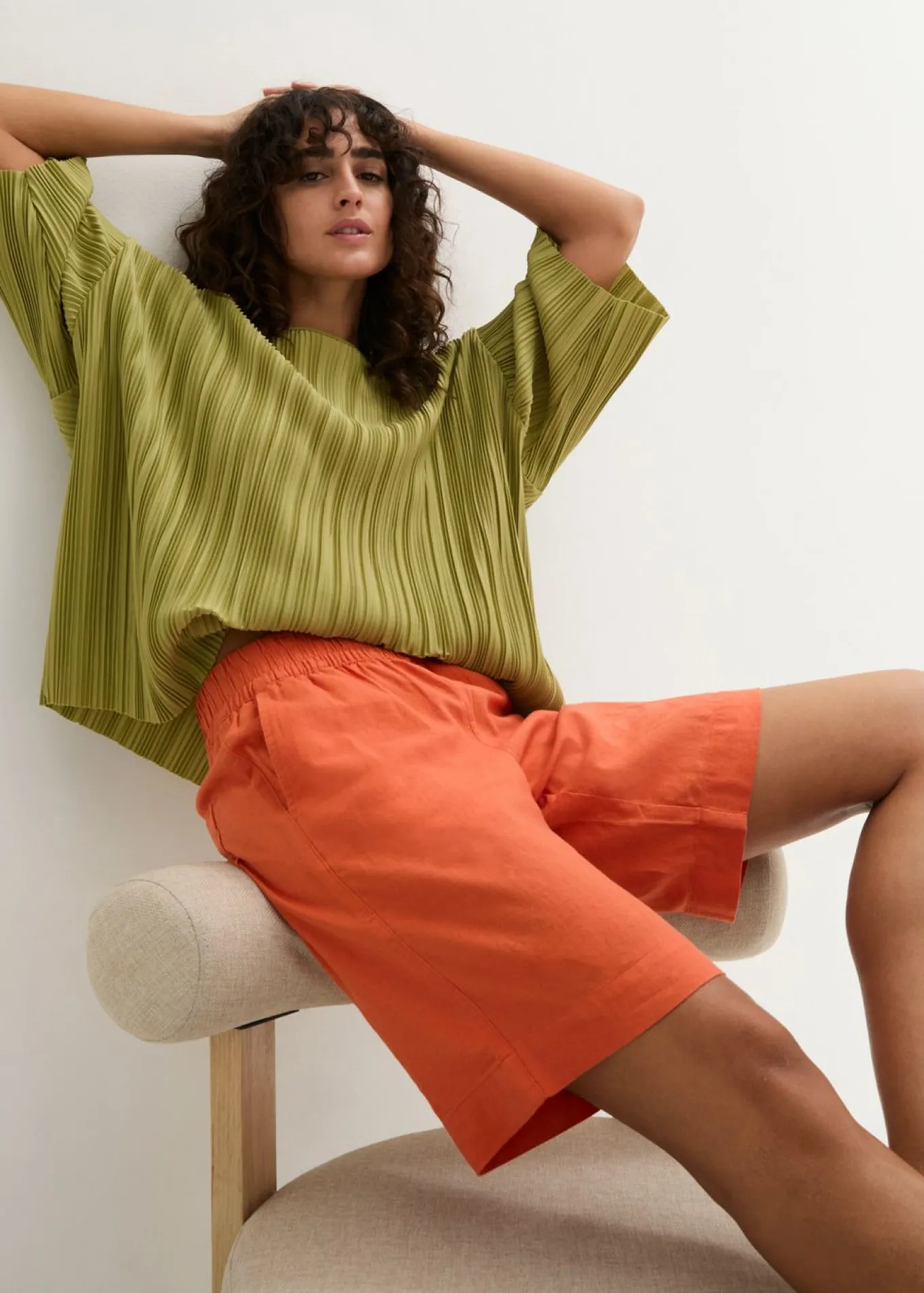Bermudas de mezcla de lino y viscosa