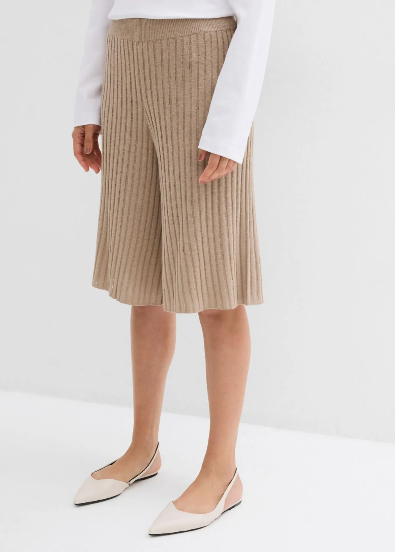 Bermudas de punto de mezcla de viscosa con talle alto