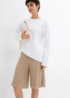 Bermudas de punto de mezcla de viscosa con talle alto