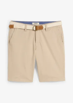 Bermudas elásticas con cinturón y corte regular