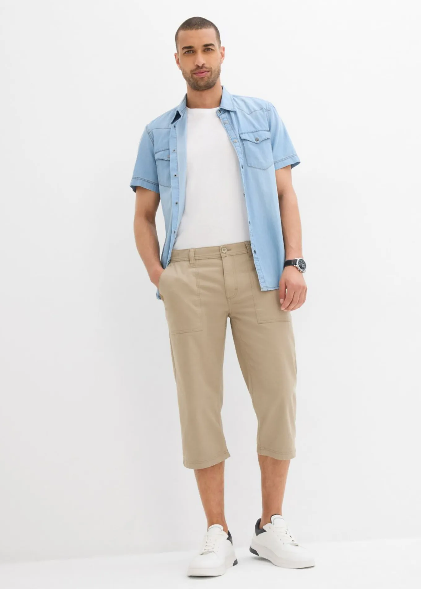 Bermudas largas de algodón puro con corte regular