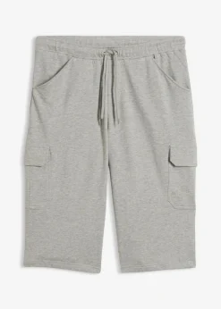 Bermudas largas de chándal, estilo cargo, de algodón puro, regular fit